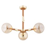 LAMPA SUFITOWA ALFA GELIA ZŁOTA & DREWNIANA 3xE14  / 62425