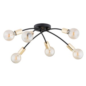 LAMPA SUFITOWA ALFA LENSI MAX CZARNA & ZŁOTA 6xE27 / 63229