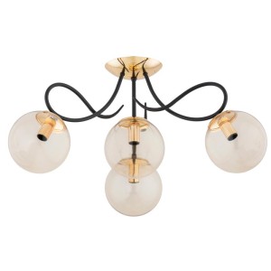 LAMPA SUFITOWA ALFA OXA ZŁOTA & CZARNA 4xE14 / 63214
