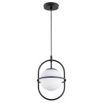 LAMPA WISZĄCA ALFA JUNO GLASS CZARNO-BIAŁA 1xE14  / 61284