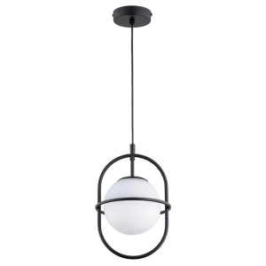 LAMPA WISZĄCA ALFA JUNO GLASS CZARNO-BIAŁA 1xE14  / 61284