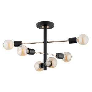 LAMPA SUFITOWA ALFA BRISK PRO CZARNO-ZŁOTA 6xE27 / 63184