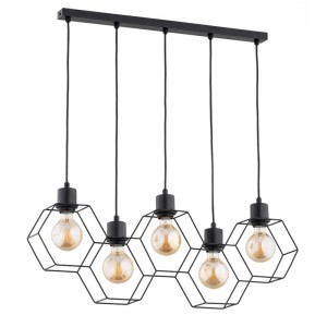 LAMPA WISZĄCA ALFA KOMBI CZARNA 5xE27 / 63175