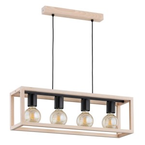 LAMPA WISZĄCA ALFA PAKO DREWNIANA 4xE27  / 63143