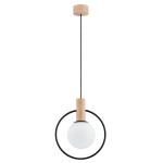 LAMPA WISZĄCA ALFA LABO GLASS DREWNIANA 1xE14  / 61137