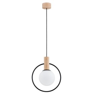 LAMPA WISZĄCA ALFA LABO GLASS DREWNIANA 1xE14  / 61137