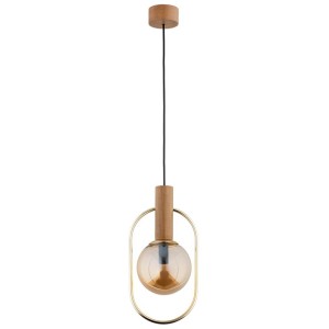 LAMPA WISZĄCA ALFA MUFI DREWNIANA 1xE14  / 61153