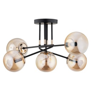 LAMPA SUFITOWA ALFA ESTER CZARNO-ZŁOTA 5xE14 /  63131