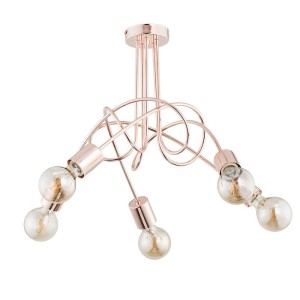 LAMPA SUFITOWA ALFA TANGO MIEDZIANA 5xE27 / 24325