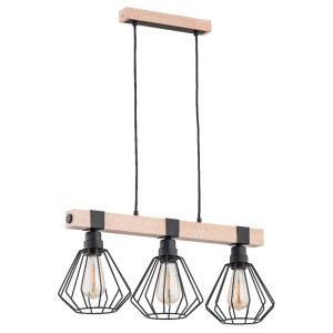 LAMPA WISZĄCA ALFA FIBIA DREWNIANA 3xE27 / 61034