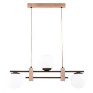 LAMPA WISZĄCA ALFA ARIVA FOSFORUS DREWNIANA & BIAŁA 3xE14 / 62671