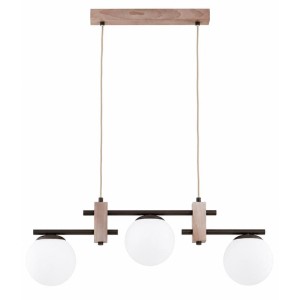 LAMPA WISZĄCA ALFA AKSAN FOSFORUS DREWNIANA & BIAŁA 3xE14 / 62669
