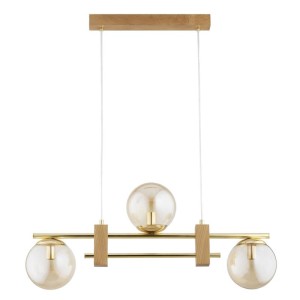 LAMPA WISZĄCA ALFA ARIVA DREWNIANA & ZŁOTA 3xE14 / 62670