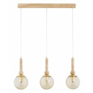 LAMPA WISZĄCA ALFA ARUNO DREWNIANA & ZŁOTA 3xE14  /  62674