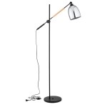 LAMPA STOJĄCA ALFA INDRA MIX CZARNA & DREWNIANA 1xE27  / 9298