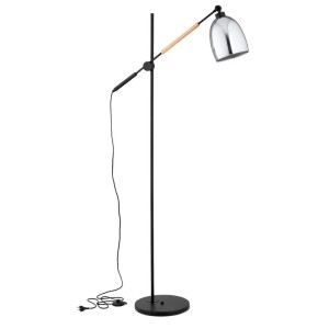 LAMPA STOJĄCA ALFA INDRA MIX CZARNA & DREWNIANA 1xE27  / 9298