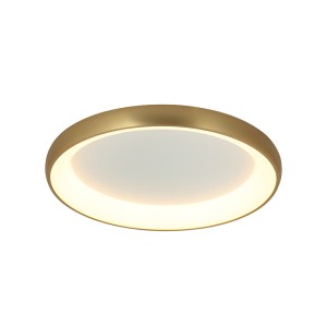 LAMPA SUFITOWA LED 2050 43W 3000K ZŁOTA MATOWA ALUMINIUM - AKRYL LED | 43W | 3000K | 3715Lm | CRi 80 | Triak ściemniający