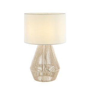 LAMPA STOŁOWA 20235 E27 MAX 40W METAL - PRZĘDZA - LEN