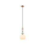 LAMPA WISZĄCA 22079 – E27 40W, ANTYCZNY BRĄZ, CERAMIKA I OPALOWE SZKŁO