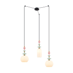 LAMPA WISZĄCA 22152 – 3xE27, CZARNY METAL, OPALOWE SZKŁO I CERAMIKA