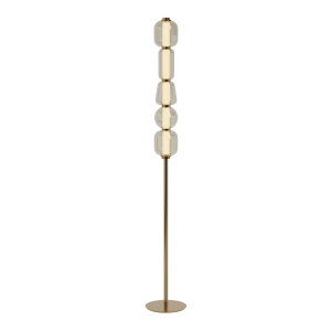 Lampa stojąca LED 23063 17W 3000K – złota metalowa podstawa i szklany klosz w kształcie kieliszka