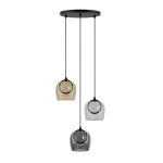 Lampa wisząca LED 23081 18W 3000K – czarny metal i kompozycja trzech rodzajów szkła