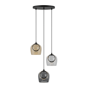 Lampa wisząca LED 23081 18W 3000K – czarny metal i kompozycja trzech rodzajów szkła
