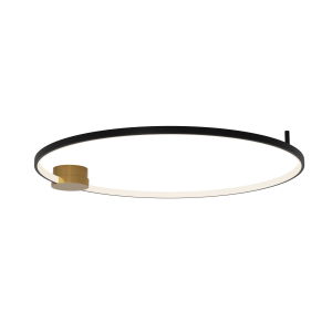 Lampa sufitowa LED 23099 32W 3000K – złote aluminium, czarny pierścień i silikon, ściemnialna Triac
