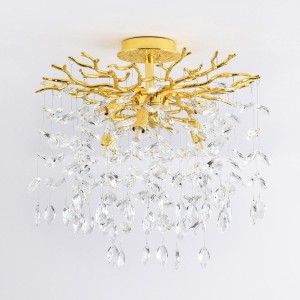 Lampa sufitowa Cindy MX4115-6B-EGN-II – złota z kryształowymi elementami