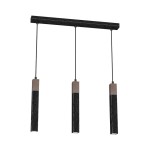Lampa wisząca SOLO SAWN BLACK / PATINATED WOOD 3x mini GU10 I  MLP7470