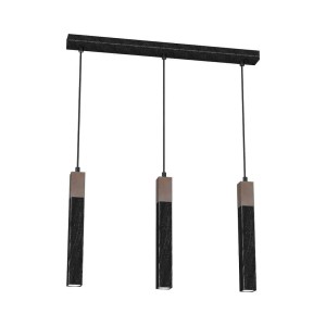 Lampa wisząca SOLO SAWN BLACK / PATINATED WOOD 3x mini GU10 I  MLP7470