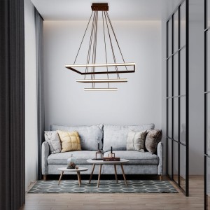 LAMPA LED ŻYRANDOL DEKORACYJNA SUFIT + PILOT 116W BRĄZ  DL-F09