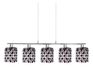 ROYAL LAMPA WISZĄCA 5X40W G9 CHROM+KRYSZTAŁKI CZARNE 35-35724