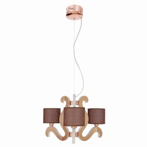 AMBROSIA 3 LAMPA WISZĄCA 3X40W E14 + 18,4W LED MIEDZIANY 33-33888