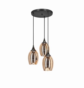 MARINA LAMPA WISZĄCA TALERZ 3X60W E27 MIEDZIANY