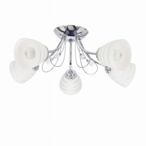 SIMPLI LAMPA WISZĄCA 5*40W E27  CHROM  Z KRYSZTAŁKIEM+KLOSZ Z PASKIEM