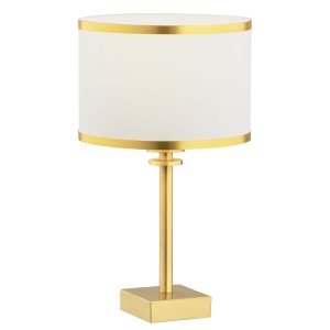 Lampa stołowa do salonu złota z eleganckim abażurem glamour mosiądz ABBANO 8029