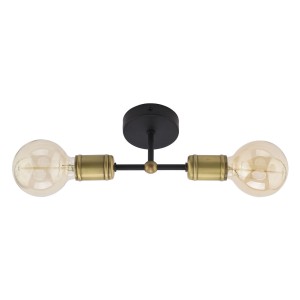 RETRO LAMPA SUFITOWA 2 PŁ CZARNA / PATYNA