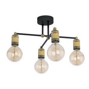 RETRO LAMPA SUFITOWA 4 PŁ CZARNA / PATYNA