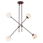Czekoladowa lampa alabaster marmurkowy klosz regulowane ramiona czekoladowy brąz lampa wisząca brązowy żyrandol marmur ABSOS 1842