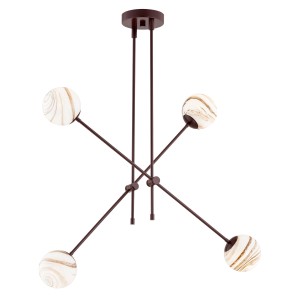 Czekoladowa lampa alabaster marmurkowy klosz regulowane ramiona czekoladowy brąz lampa wisząca brązowy żyrandol marmur ABSOS 1842