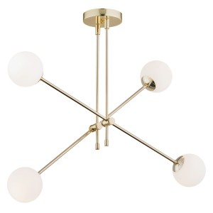 Nowoczesna minimalistyczna złota lampa wisząca z białymi kulkami ze szkła ABSTRACT 1695