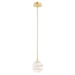Mosiężna lampa wisząca złota marmur alabastrowy klosz kula mała szczotkowany mosiądz ALMIROS 8450