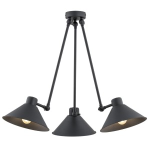 Lampa wisząca koloru czarnego z trzema kloszami i możliwością regulacji ALTEA 1452