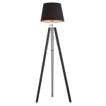 Lampa stojąca czarna z podstawą w stylu statywu z czarnym tkaninowym abażurem ASTER 3357
