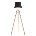 Lampa stojąca z podstawą w stylu statywu i czarnym tkaninowym abażurem ASTER 3421