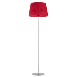 Lampa stojąca z czerwonym tkaninowym plisowanym abażurem ASTI 3848