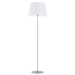 Lampa stojąca z białym tkaninowym plisowanym abażurem ASTI 3849