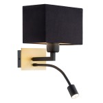 Lampa hotelowa czarny kinkiet złote dodatki nad łóżko z lampką nocną BILL 1041