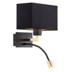 Lampa hotelowa czarny kinkiet abażur nad łóżko z lampką nocną BILL 1042